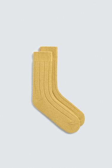 RIBBED WOOL BLEND SOCKS AARON LEVINE X ZARA - Yellow by Zara