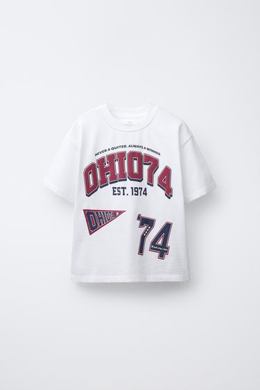 VARSITY EMBOSSED SLOGAN T-SHIRT - White by Zara - Image 0