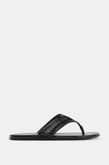 FLAT MESH SANDALS - Black by Zara