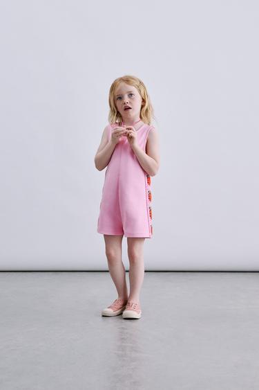 CROCHET KNIT FLORAL PLAYSUIT - Pink by Zara