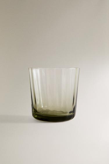 GLASS TUMBLER WITH LINE DESIGN - Green by Zara - Image 0