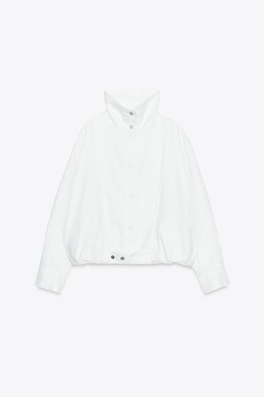 100% LINEN ZW COLLECTION BOMBER JACKET - White by Zara