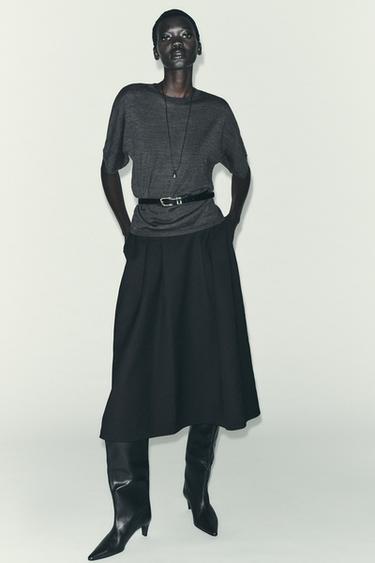 LAYERED MIDI SKIRT - Black by Zara