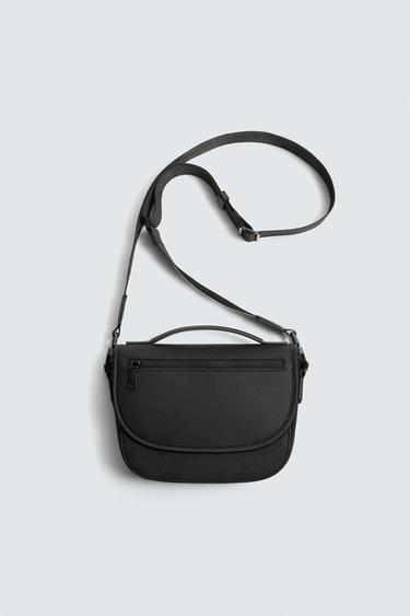 TEXTURED FLAP CROSSBODY BAG - Black by Zara