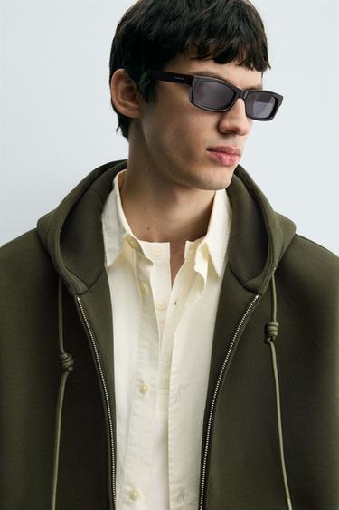 NEOPRENE-EFFECT HOODIE - Dark green by Zara