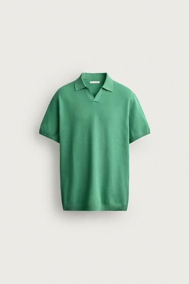 STRUCTURED REGULAR FIT KNIT POLO SHIRT - Green by Zara