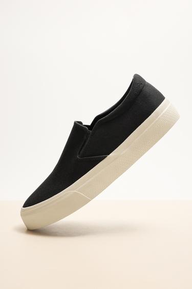 FABRIC LACELESS TRAINERS - Black by Zara
