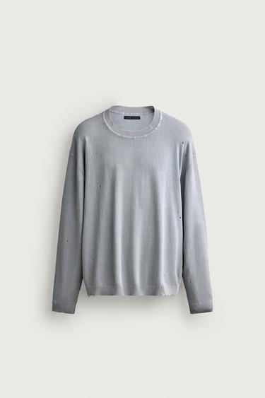 LIGHTWEIGHT DISTRESSED JUMPER - Faded indigo by Zara