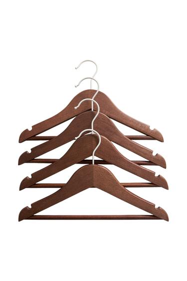 PACK OF KIDS' WOODEN HANGERS WITH BAR (PACK OF 4) - Dark brown by Zara