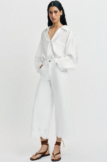 CULOTTES WITH CUTWORK EMBROIDERY - White by Zara