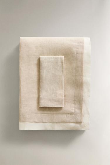 DOUBLE-FABRIC LINEN TABLECLOTH - Light beige by Zara