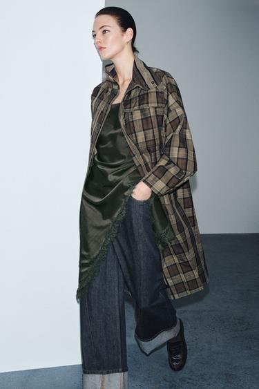 ZW COLLECTION LIMITED EDITION CHECKED TRENCH COAT - Dark brown by Zara