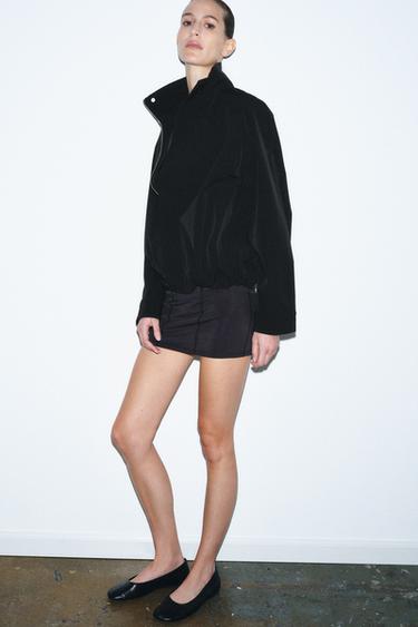 OVERSIZE ZIP-UP BOMBER JACKET - Black by Zara
