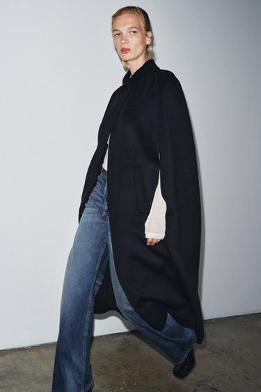 OVERSIZE WOOL BLEND CAPE ZW COLLECTION LIMITED EDITION - Navy blue by Zara