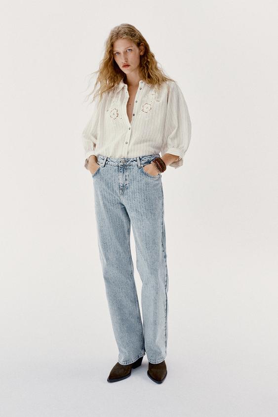 Z1975 MID-WAIST STRAIGHT JACQUARD JEANS - Stripes by Zara - Image 0