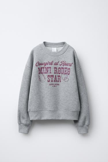 COWGIRL SLOGAN SWEATSHIRT - Grey marl by Zara