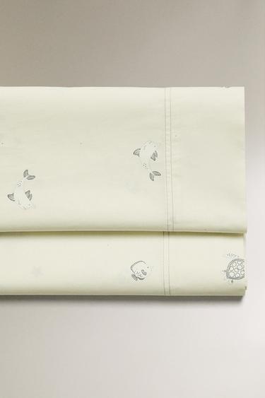 CHILDREN’S SEA PRINT FLAT SHEET - Light lime green by Zara