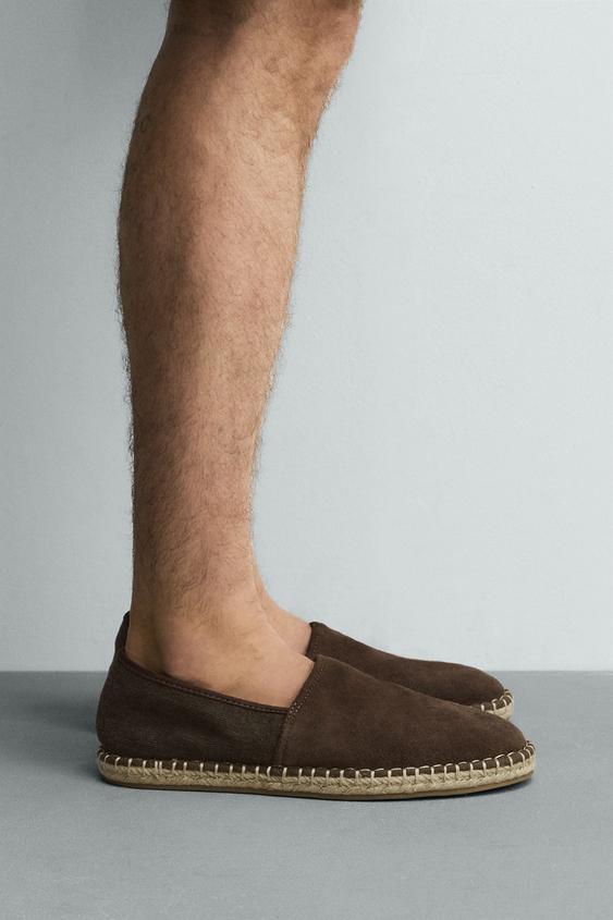 LEATHER COMBINATION ESPADRILLES - Chocolate by Zara - Image 0