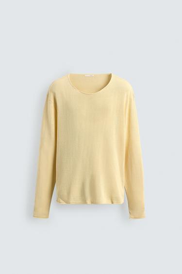 RELAXED FIT TEXTURED JUMPER - Yellow by Zara