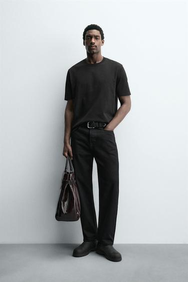 HEAVY WEIGHT SHORT SLEEVE T-SHIRT - Black by Zara