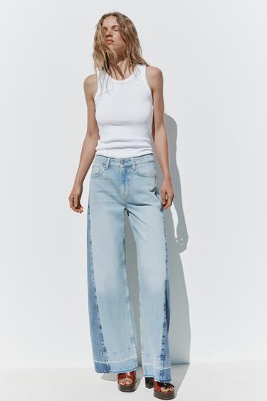 Z1975 WIDE-LEG HIGH-WAIST COMBINED JEANS - Light blue by Zara - Image 0