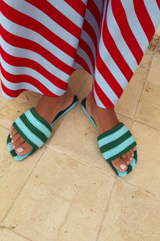 CROCHET FLAT SANDALS - Multicoloured by Zara - Image 0
