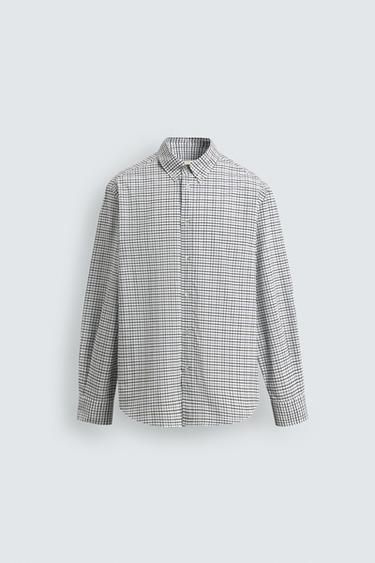 RELAXED FIT CHECK SHIRT - Sky blue by Zara