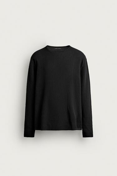 WASHED TEXTURED RELAXED FIT JUMPER - Black by Zara