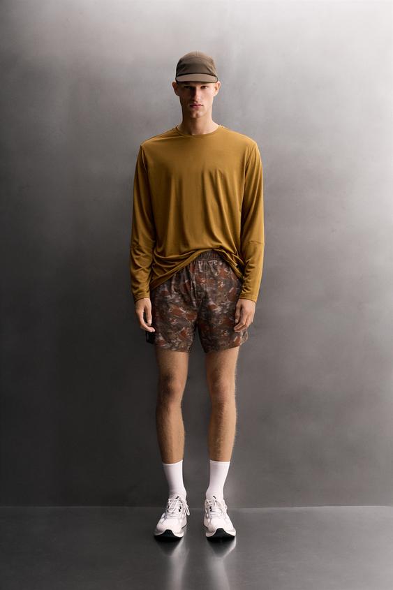 PRINTED 5" RUNNING SHORTS - Brown by Zara - Image 0