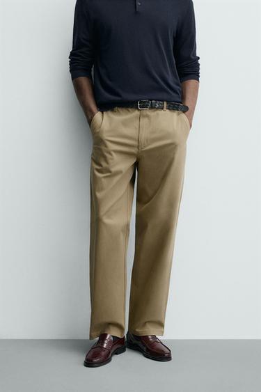 STRAIGHT-LEG CHINO TROUSERS - Sand by Zara