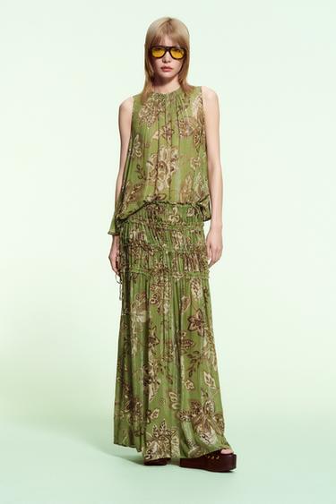 ZW COLLECTION PRINTED TOP - Green by Zara