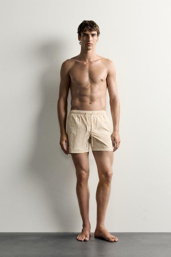 PAISLEY MID-LENGTH SWIMMING TRUNKS - Beige by Zara - Image 0