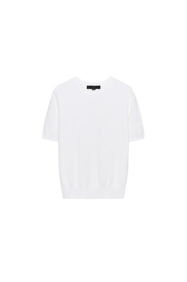 BASIC KNIT SHORT SLEEVE JUMPER - White by Zara