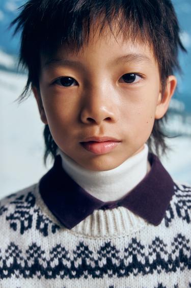 PRINTED WOOL JUMPER - Ecru / Navy by Zara