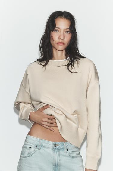 PLAIN KNIT SWEATSHIRT - Ecru by Zara