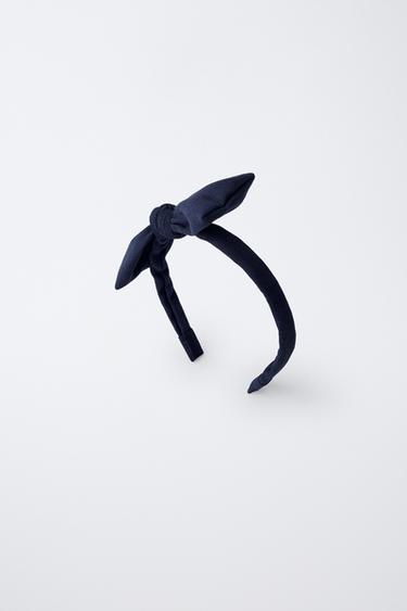 PIQUÉ BOW HEADBAND - Navy blue by Zara - Image 0