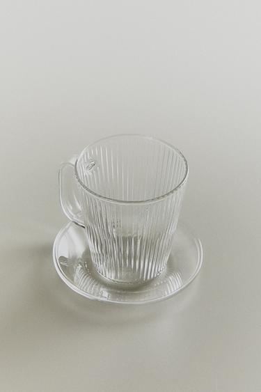 BOROSILICATE GLASS COFFEE CUP AND SAUCER - Transparent by Zara