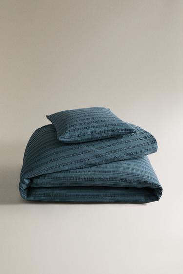 CHILDREN'S BEDSPREAD WITH RAISED STRIPES - Blue by Zara