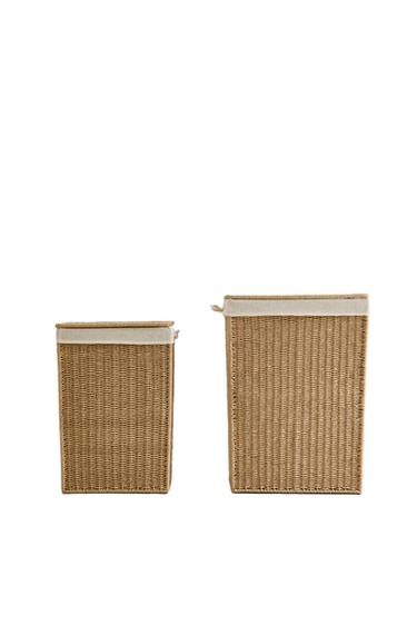 FABRIC-LINED LAUNDRY BASKET - Light beige by Zara