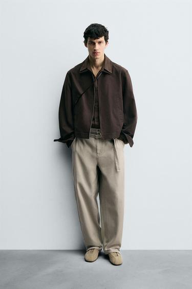 BELTED WIDE-LEG BALLOON FIT TROUSERS - Beige by Zara - Image 0