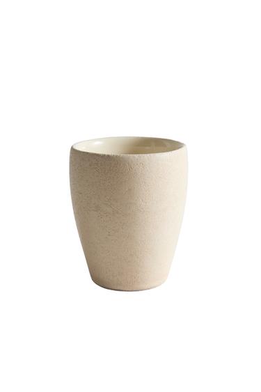 EARTH BROWN CERAMIC TOOTHBRUSH HOLDER - Grey by Zara