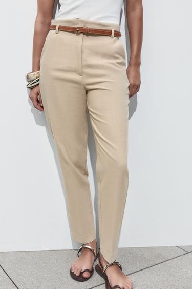 RUSTIC TROUSERS WITH BELT - Sand by Zara - Image 0