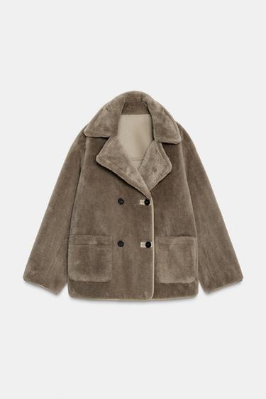 REVERSIBLE DOUBLE-FACED COAT - Taupe grey by Zara