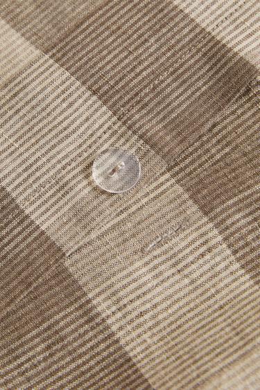 CHECKED LINEN DUVET COVER - Brown by Zara