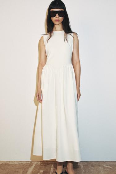 CONTRAST MIDI DRESS - Ecru by Zara