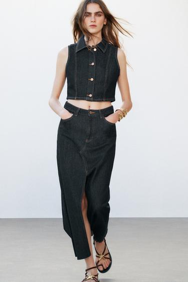 Z1975 DENIM MIDI SKIRT - Blue by Zara