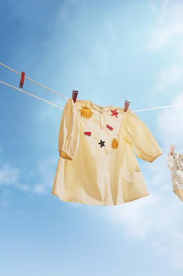 KIDS' EMBROIDERED BEACH DRESS - Cream by Zara