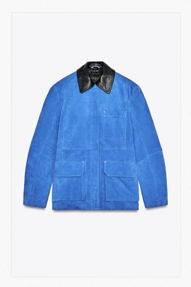 OVERSIZED SUEDE CONTRAST JACKET - Intense blue by Zara