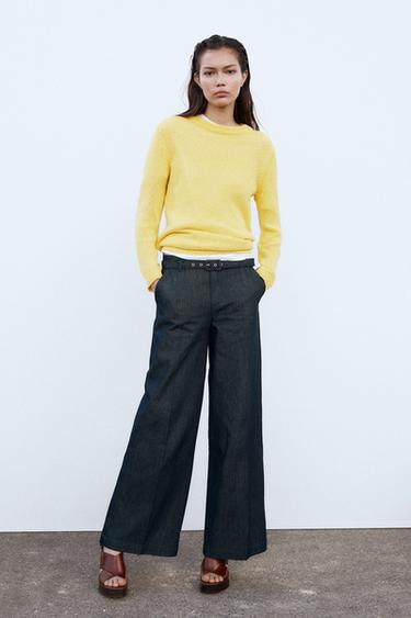 Z1975 WIDE-LEG DENIM TROUSERS WITH BELT - Blue by Zara - Image 0