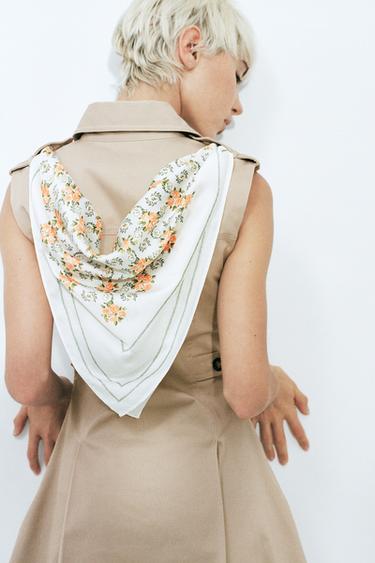 SHORT DRESS WITH SCARF - Dark beige by Zara - Image 0